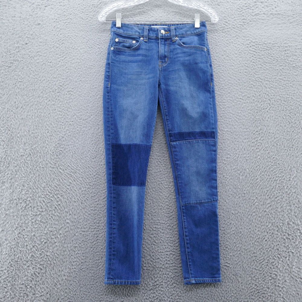 Derek Lam 10 Crosby Womens Devi Skinny Jeans 24 Blue Patches Mid Rise Stretch‎